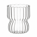 Clear Fluted Glass Cup with Scalloped Rim