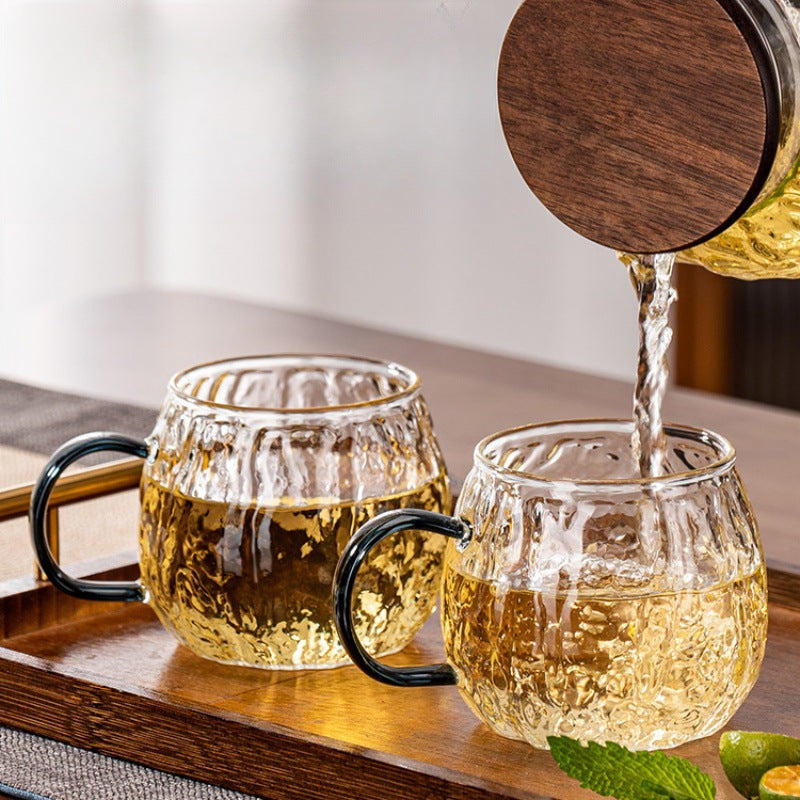 Textured Clear Glass Mug with Green Handle